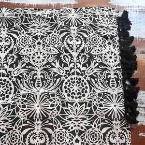 Target Opalhouse Fabric Black Cream Floral Shower Curtain Tassel Fringe